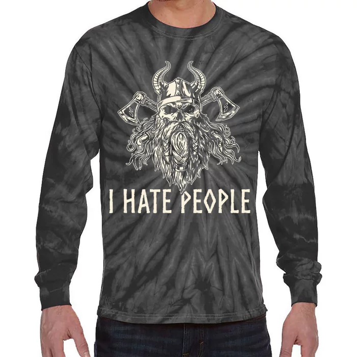 I Hate People Norse Mythology Viking Tie-Dye Long Sleeve Shirt