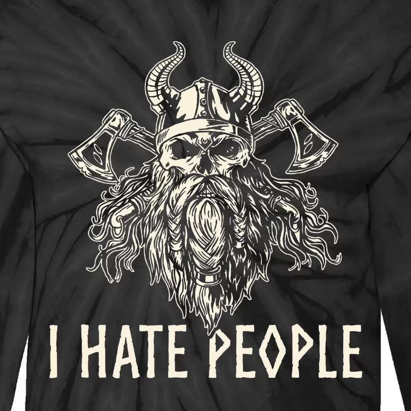 I Hate People Norse Mythology Viking Tie-Dye Long Sleeve Shirt