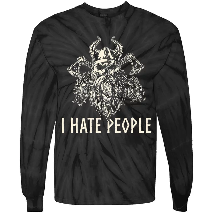 I Hate People Norse Mythology Viking Tie-Dye Long Sleeve Shirt