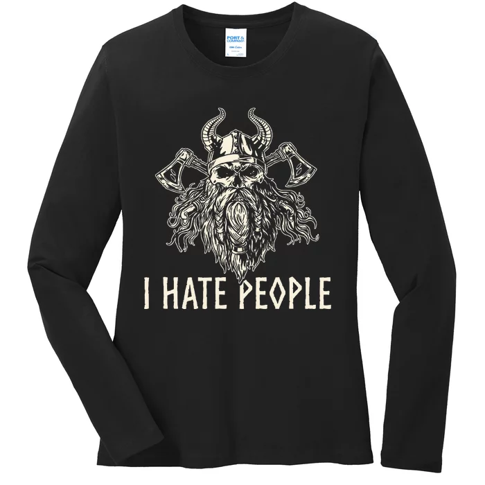 I Hate People Norse Mythology Viking Ladies Long Sleeve Shirt