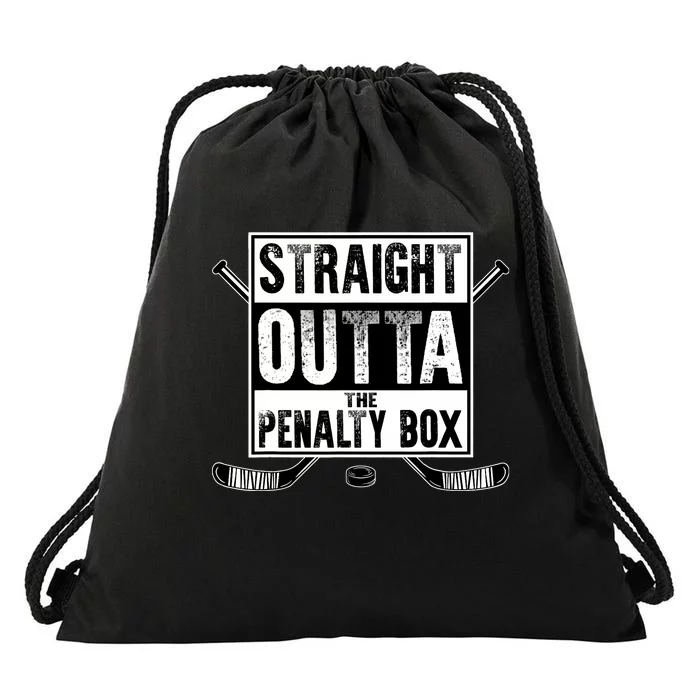 Ice Hockey Player Gift Straight Outta The Penalty Box Drawstring Bag