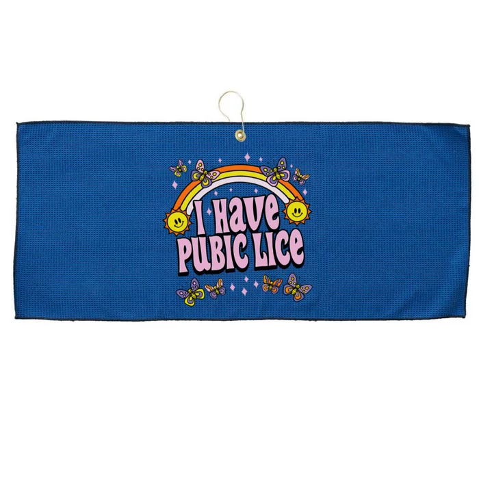 I Have Pubic Lice Funny Sarcastic Rainbow Large Microfiber Waffle Golf Towel