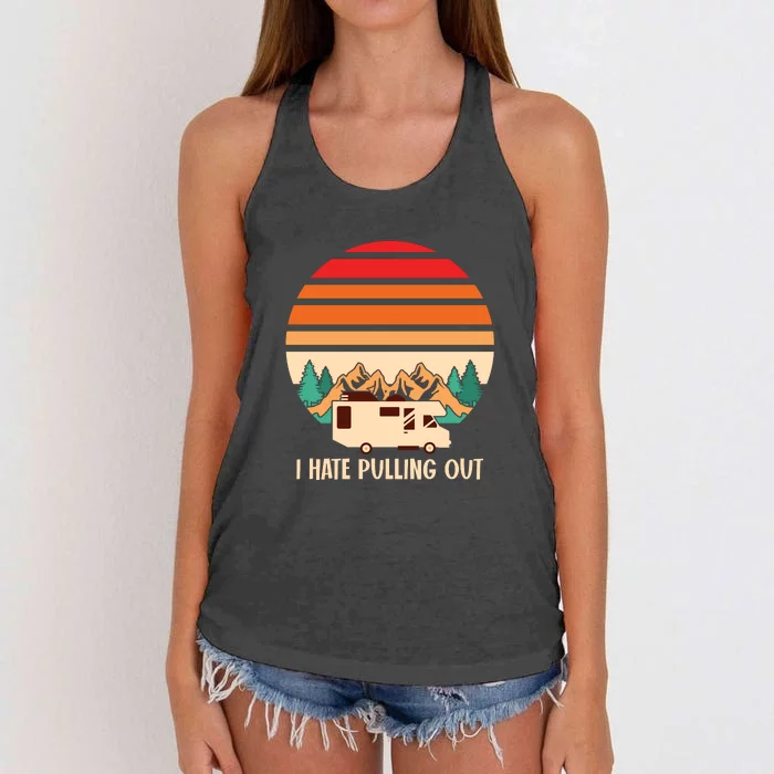 I Hate Pulling Out Retro Camping Travel RV Women's Knotted Racerback Tank