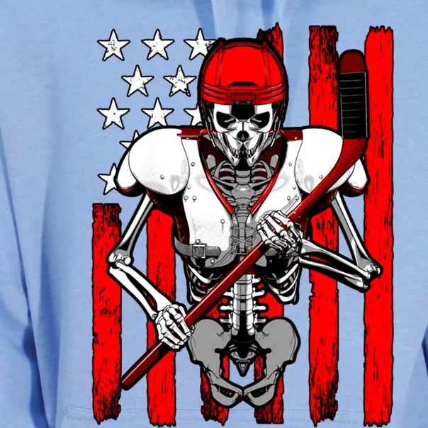 Ice Hockey Player Skeleton Athlete Halloween Usa Flag Great Gift Unisex Surf Hoodie