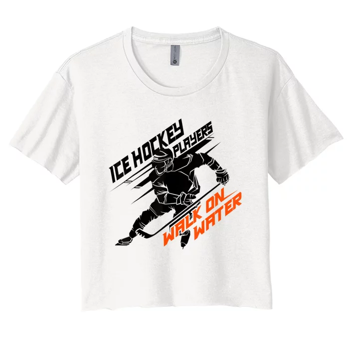 Ice Hockey Players Walk On Water Superpower Women's Crop Top Tee