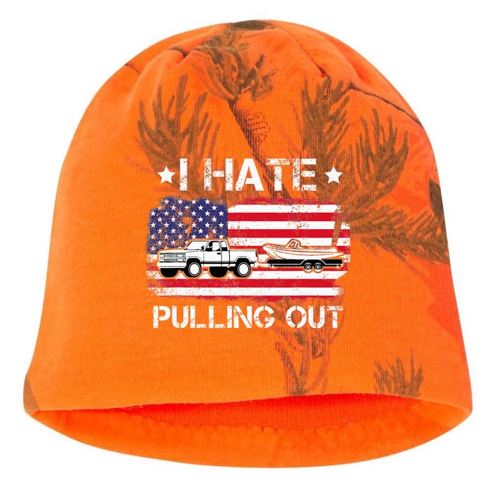 I Hate Pulling Out Funny Boating Fishing Usa Flag Kati - Camo Knit Beanie