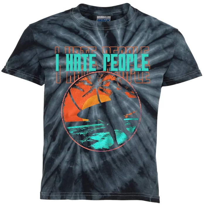 I Hate People Surfing Waves Ocean Surfboard Surfer Kids Tie-Dye T-Shirt