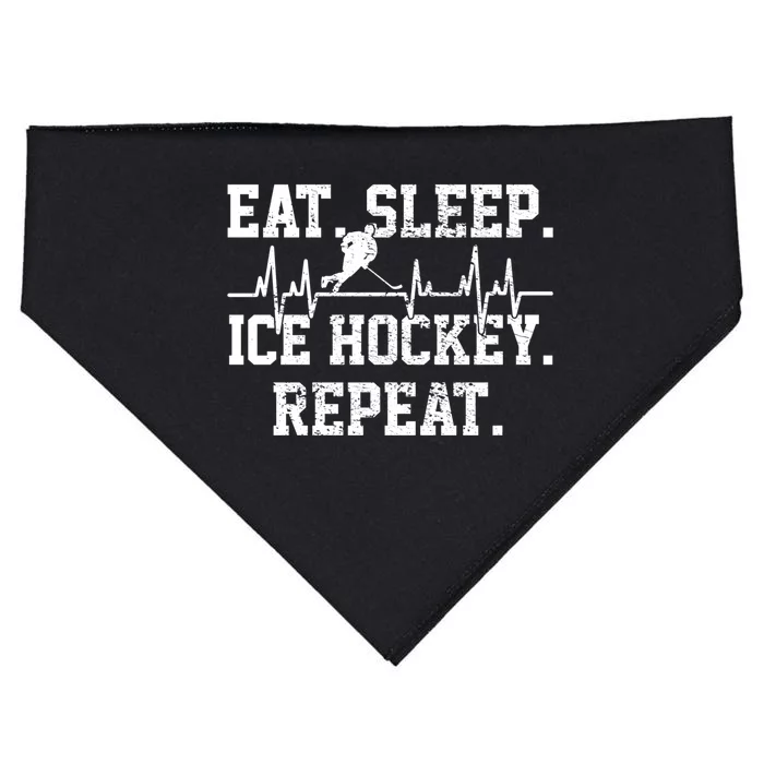 Ice Hockey Player Vintage Heartbeat Meaningful Gift USA-Made Doggie Bandana