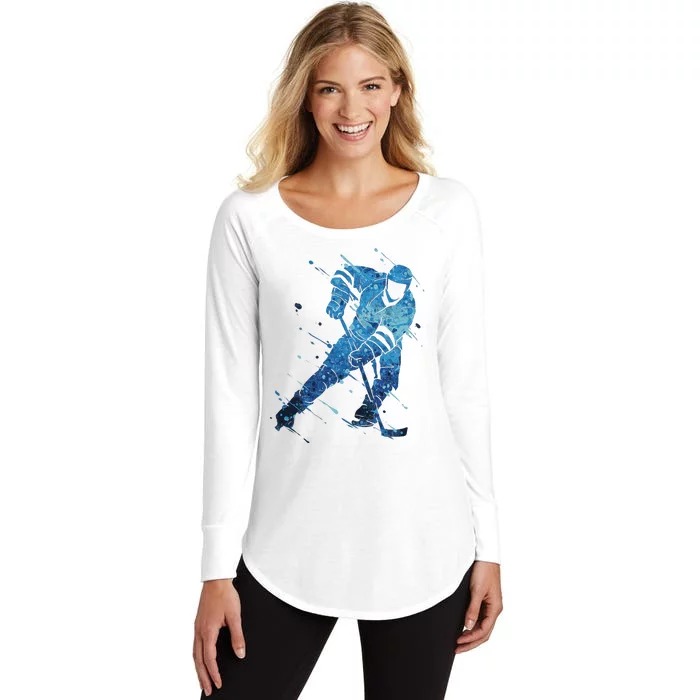 Ice Hockey Player Women's Perfect Tri Tunic Long Sleeve Shirt