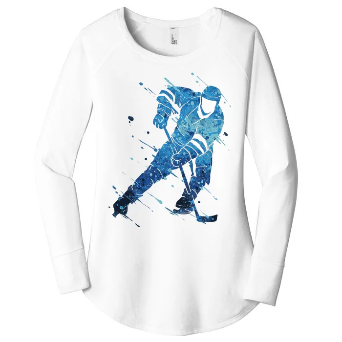 Ice Hockey Player Women's Perfect Tri Tunic Long Sleeve Shirt