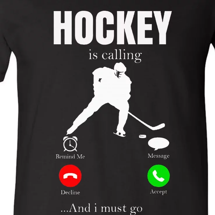 Ice Hockey Puck Hockeyplayer Player V-Neck T-Shirt