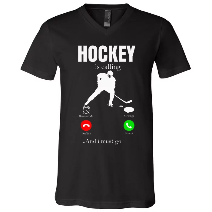 Ice Hockey Puck Hockeyplayer Player V-Neck T-Shirt