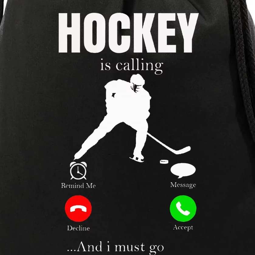 Ice Hockey Puck Hockeyplayer Player Drawstring Bag