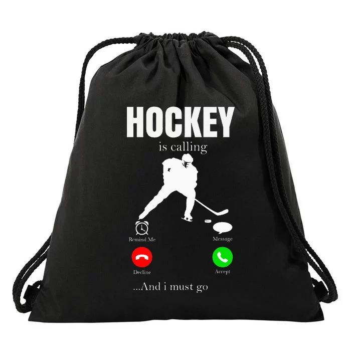 Ice Hockey Puck Hockeyplayer Player Drawstring Bag