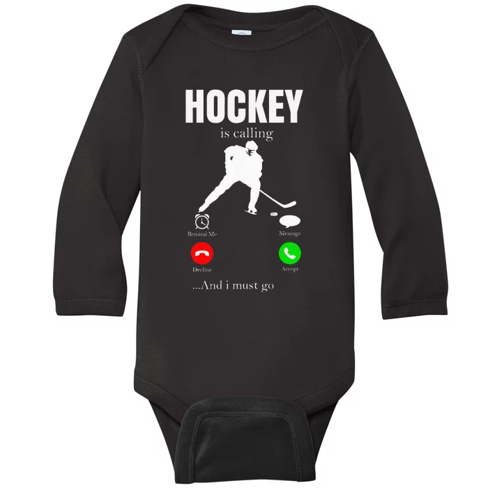 Ice Hockey Puck Hockeyplayer Player Baby Long Sleeve Bodysuit