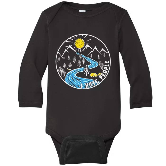 I Hate People Outdoor Vintage Camping Nature Lover Baby Long Sleeve Bodysuit