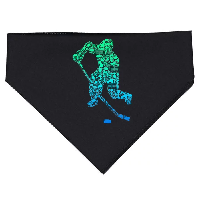 Ice Hockey Player USA-Made Doggie Bandana