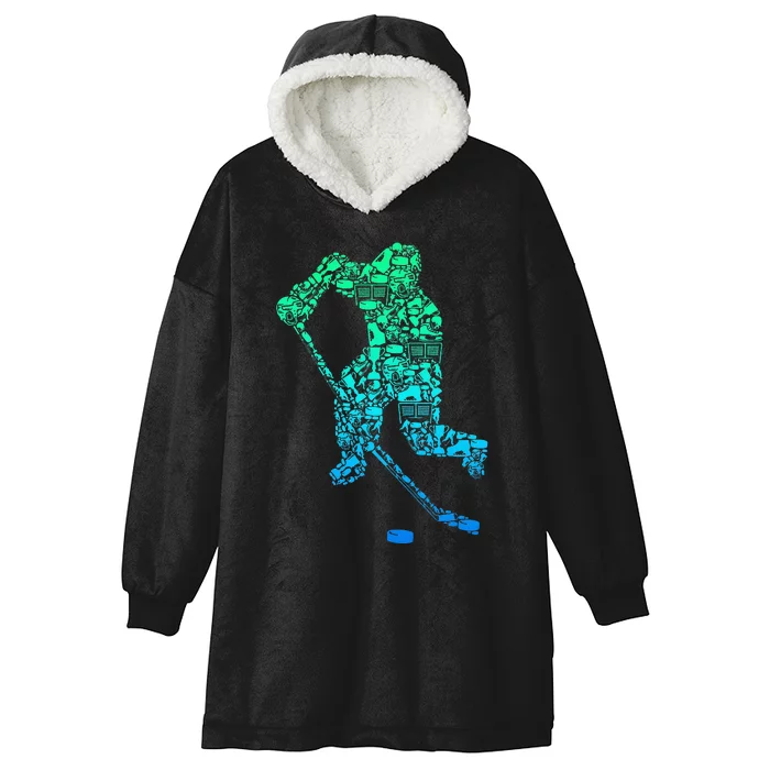 Ice Hockey Player Hooded Wearable Blanket