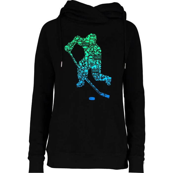 Ice Hockey Player Womens Funnel Neck Pullover Hood