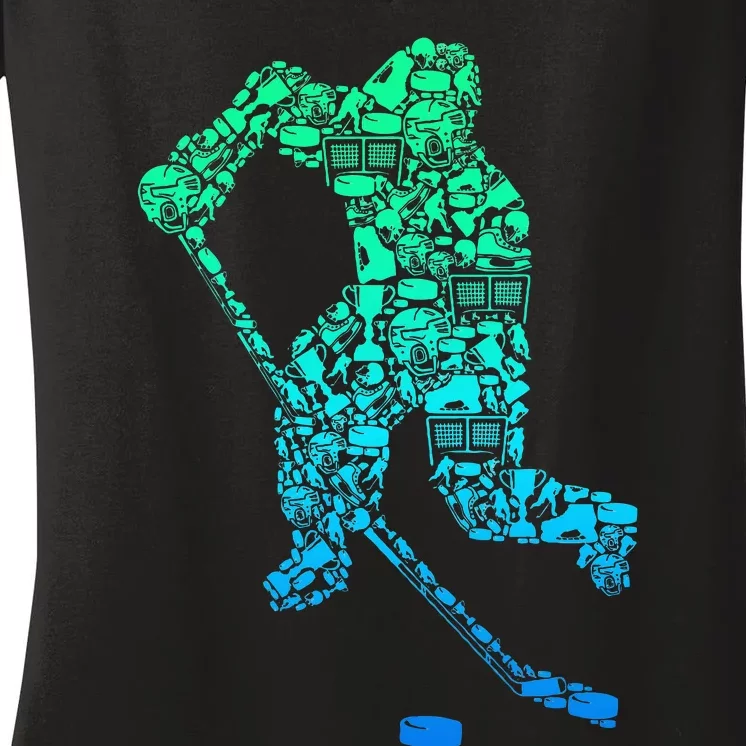 Ice Hockey Player Women's V-Neck T-Shirt