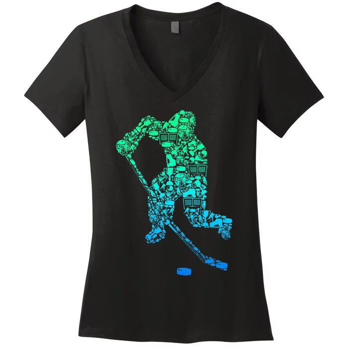 Ice Hockey Player Women's V-Neck T-Shirt