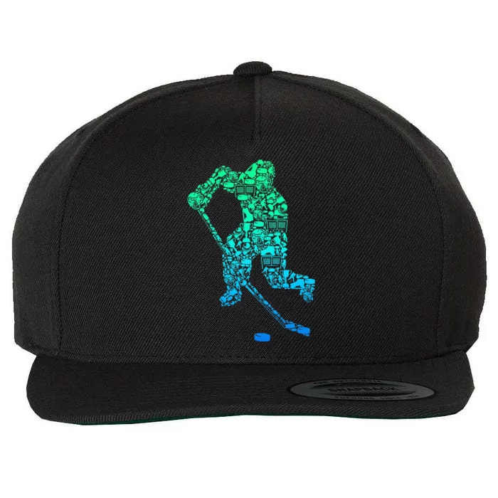 Ice Hockey Player Wool Snapback Cap