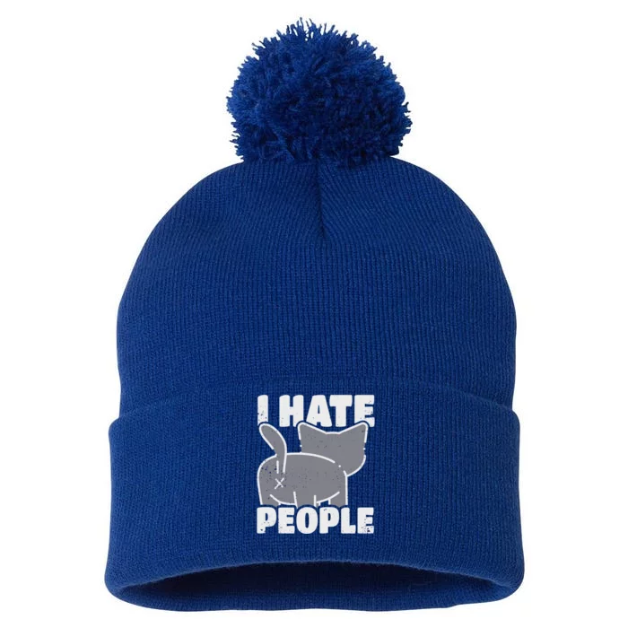 I Hate People Gift Pom Pom 12in Knit Beanie