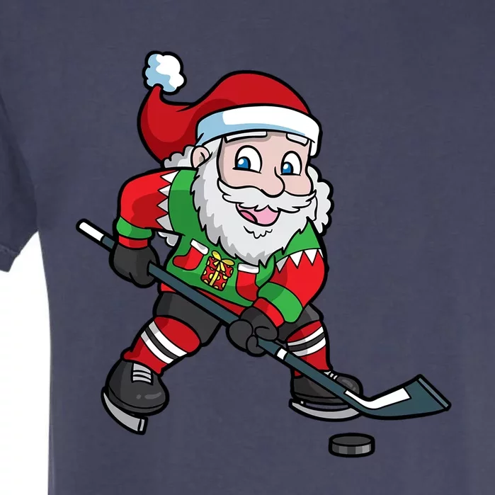 Ice Hockey Player Santa Claus Christmas Gift Cool Gift Garment-Dyed Heavyweight T-Shirt