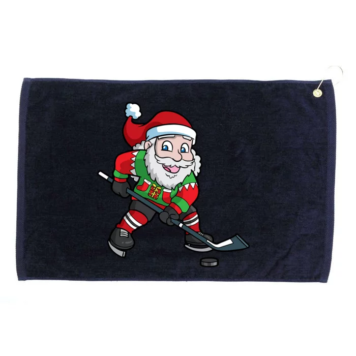 Ice Hockey Player Santa Claus Christmas Gift Cool Gift Grommeted Golf Towel