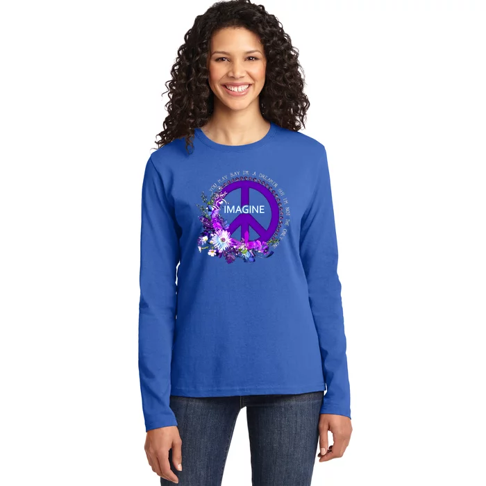 Imagine Hippie People Living Life In Peace Love Gift Ladies Long Sleeve Shirt