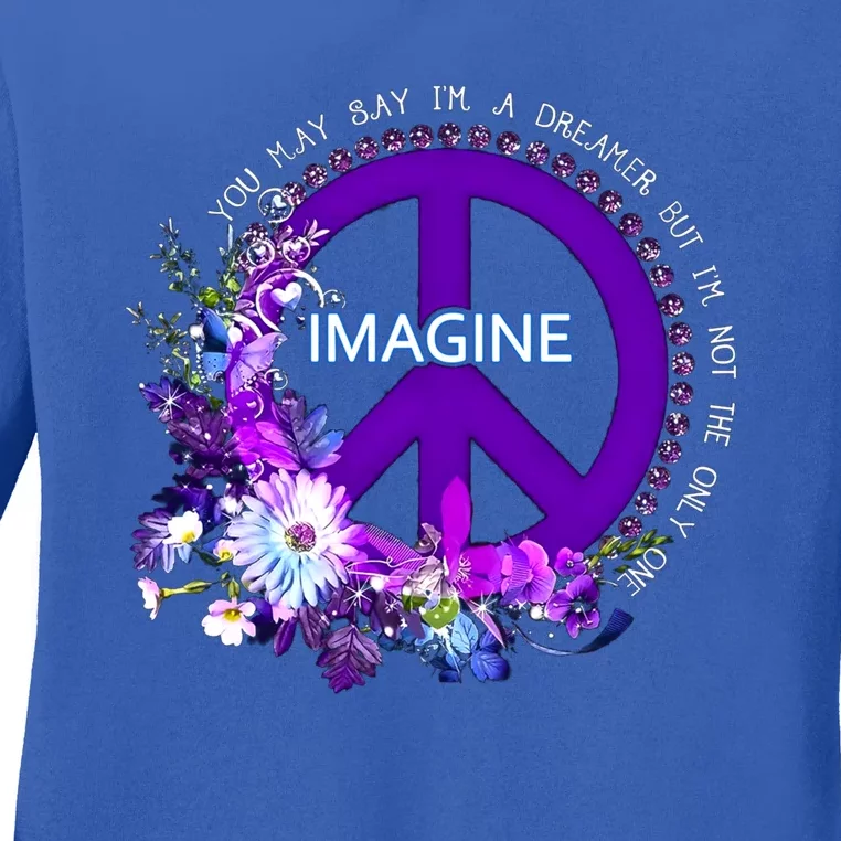 Imagine Hippie People Living Life In Peace Love Gift Ladies Long Sleeve Shirt