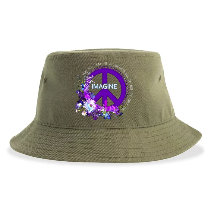 Imagine Hippie People Living Life In Peace Love Gift Sustainable Bucket Hat