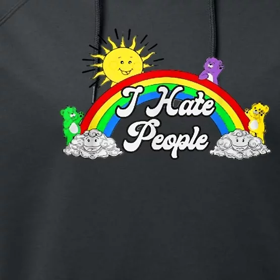 I Hate People Rainbow Printed Graphic Performance Fleece Hoodie