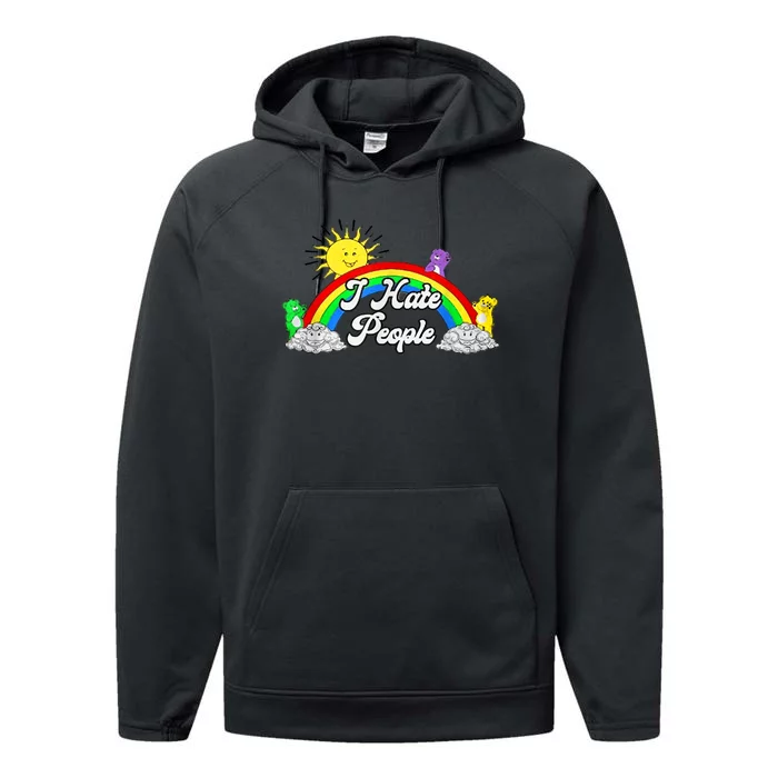 I Hate People Rainbow Printed Graphic Performance Fleece Hoodie