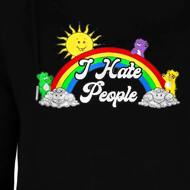 I Hate People Rainbow Printed Graphic Womens Funnel Neck Pullover Hood