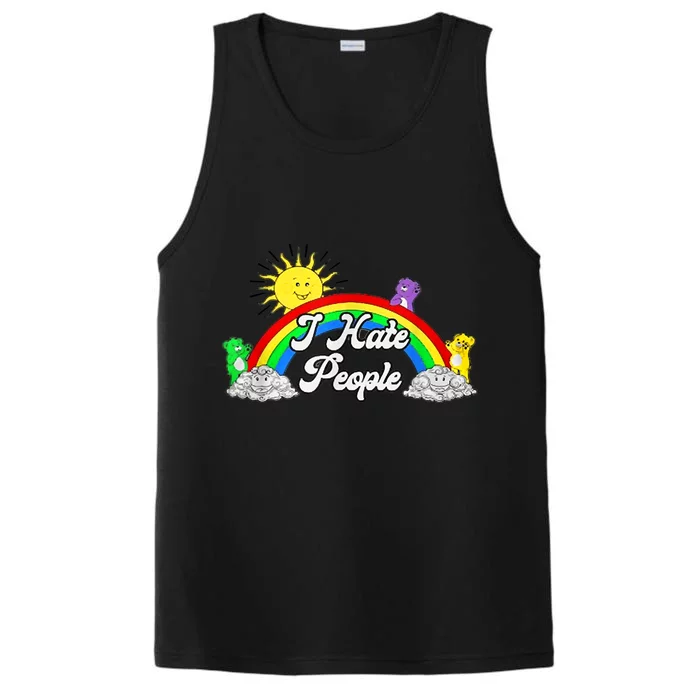 I Hate People Rainbow Printed Graphic Performance Tank