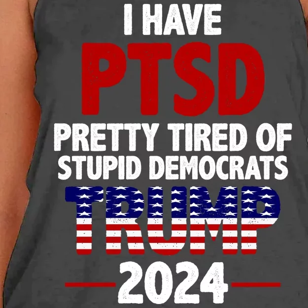 I Have PTSD Pretty Tired Of Stupid Democrats Trump 2024 Women's Knotted Racerback Tank