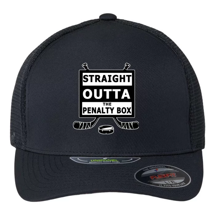 Ice Hockey Player Straight Outta The Penalty Box Flexfit Unipanel Trucker Cap