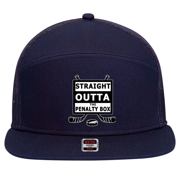 Ice Hockey Player Straight Outta The Penalty Box 7 Panel Mesh Trucker Snapback Hat