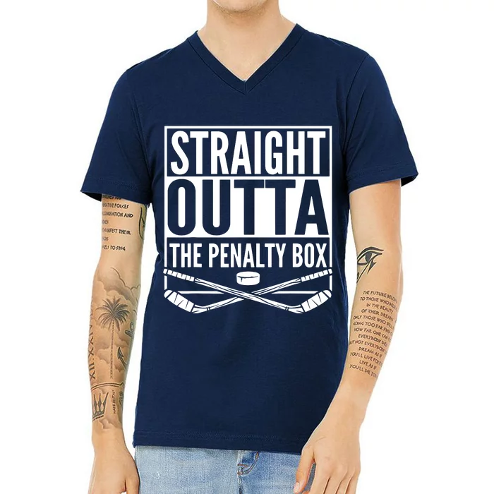 Ice Hockey Player Gift Straight Outta The Penalty Box V-Neck T-Shirt