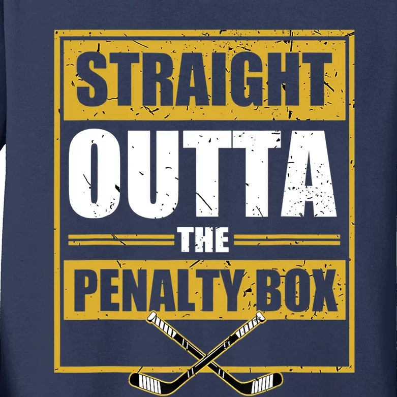 Ice. Hockey Player Gift Straight Outta The Penalty Box Kids Long Sleeve Shirt