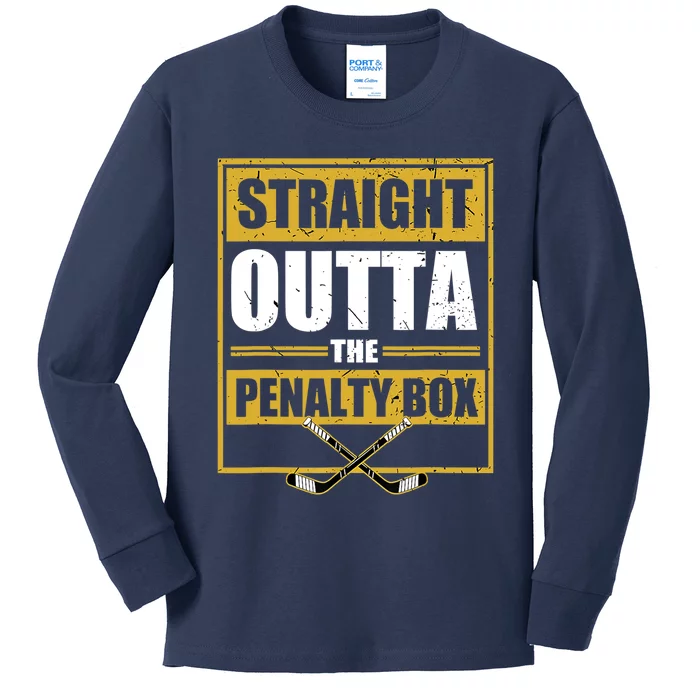 Ice. Hockey Player Gift Straight Outta The Penalty Box Kids Long Sleeve Shirt