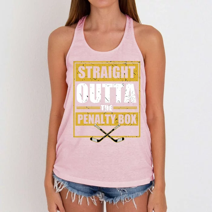 Ice. Hockey Player Gift Straight Outta The Penalty Box Women's Knotted Racerback Tank