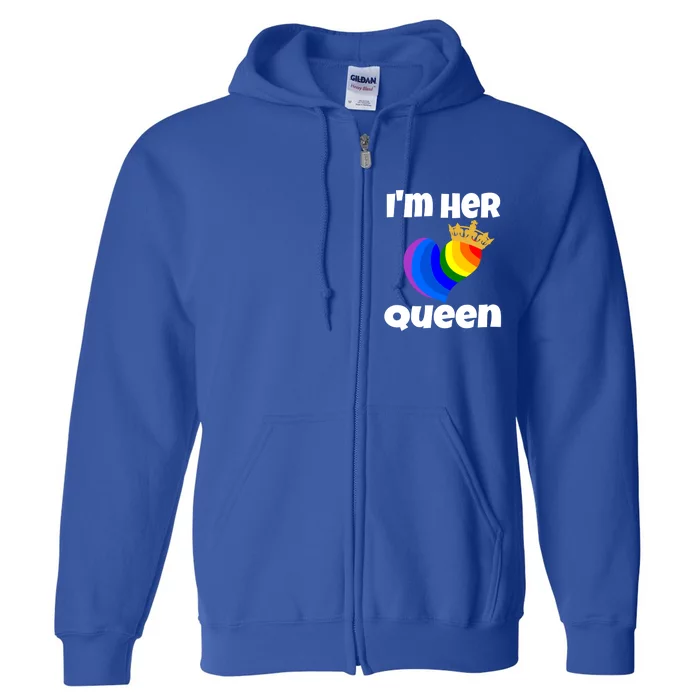 I'm Her Queen Lgbtq Valentines Day Matching Couple Funny Gift Full Zip Hoodie