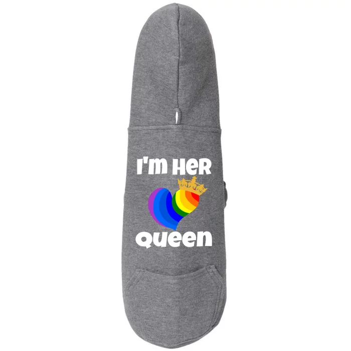 I'm Her Queen Lgbtq Valentines Day Matching Couple Funny Gift Doggie 3-End Fleece Hoodie