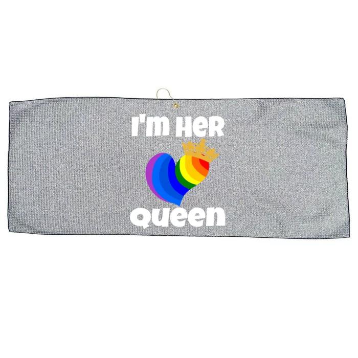 I'm Her Queen Lgbtq Valentines Day Matching Couple Funny Gift Large Microfiber Waffle Golf Towel