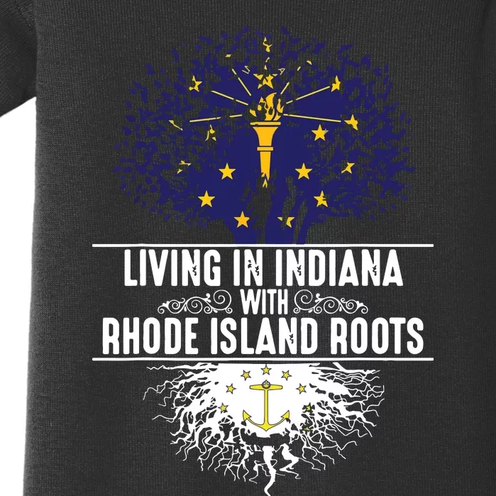 Indiana Home Rhode Island Roots State Tree Flag Gift Baby Bodysuit