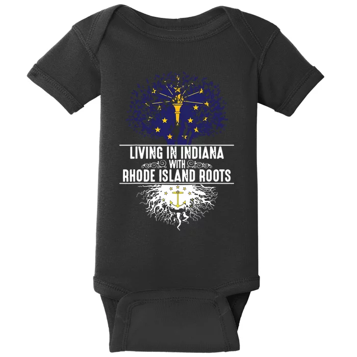 Indiana Home Rhode Island Roots State Tree Flag Gift Baby Bodysuit