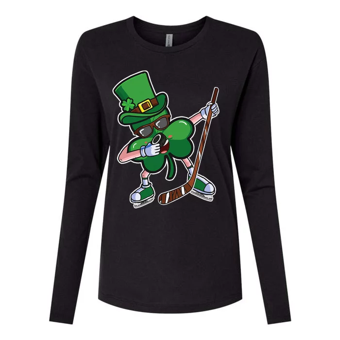 Ice Hockey St Patricks Day Hockey Shamrock Funny Womens Cotton Relaxed Long Sleeve T-Shirt