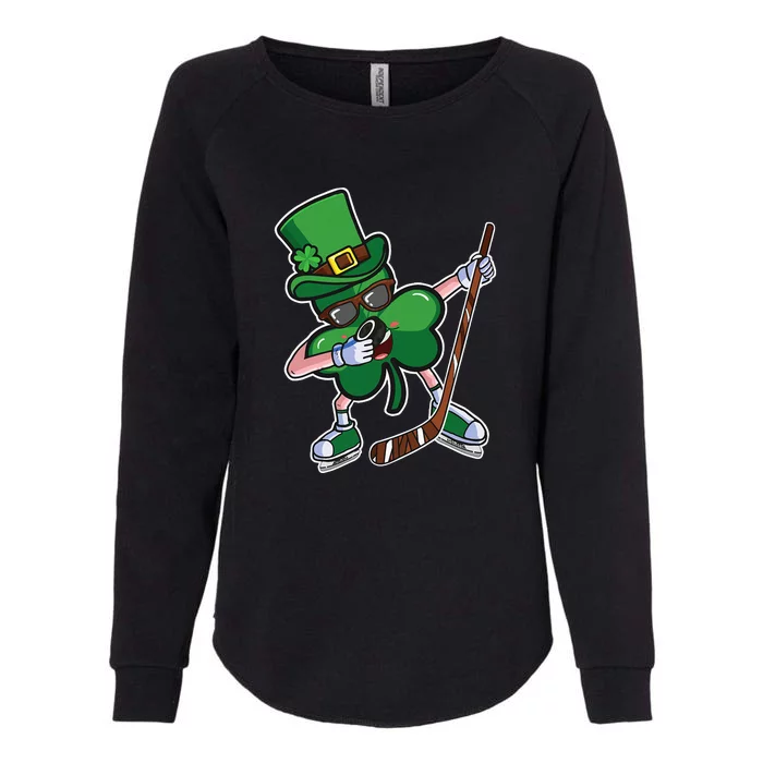 Ice Hockey St Patricks Day Hockey Shamrock Funny Womens California Wash Sweatshirt